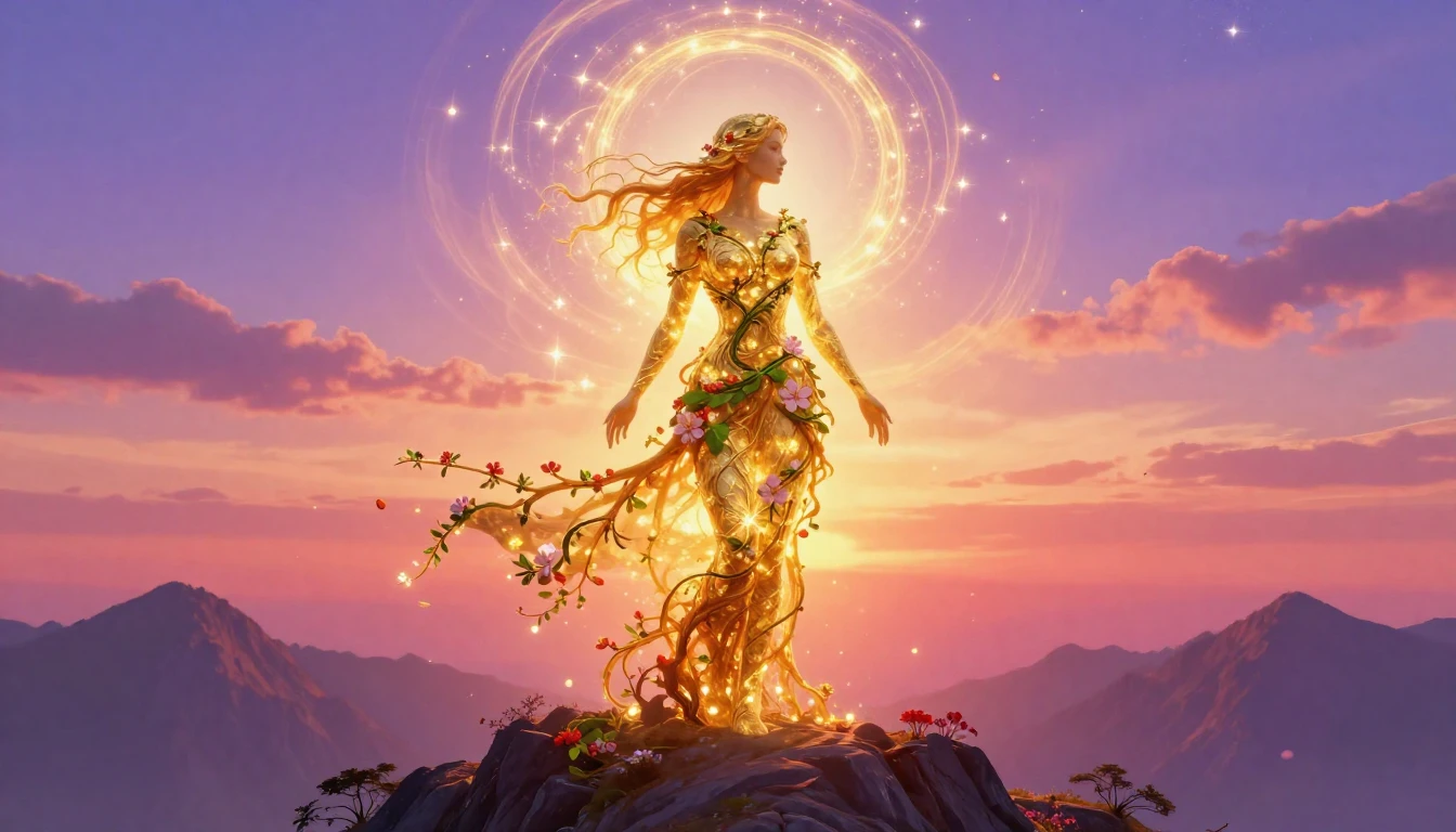 A majestic, highly stylized silhouette of a strong female fi...