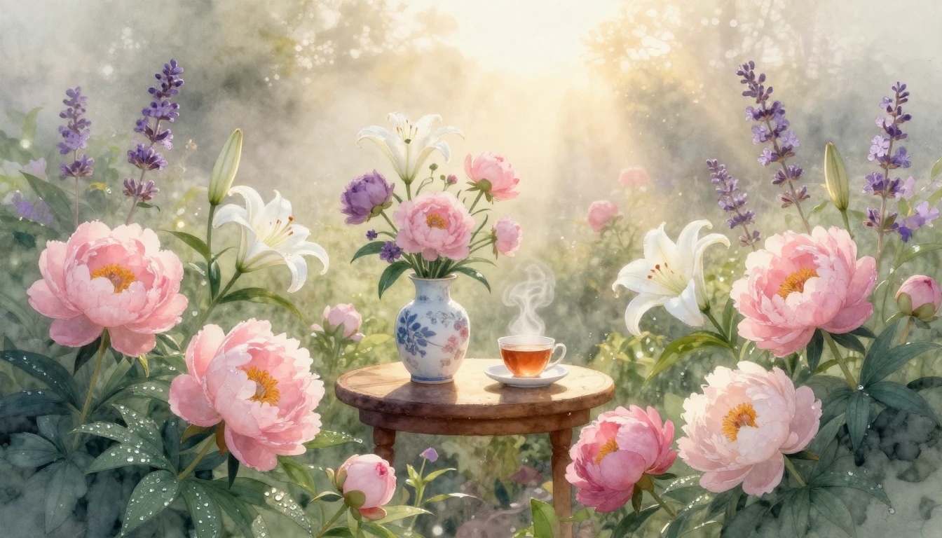A breathtakingly beautiful and delicate watercolor painting ...