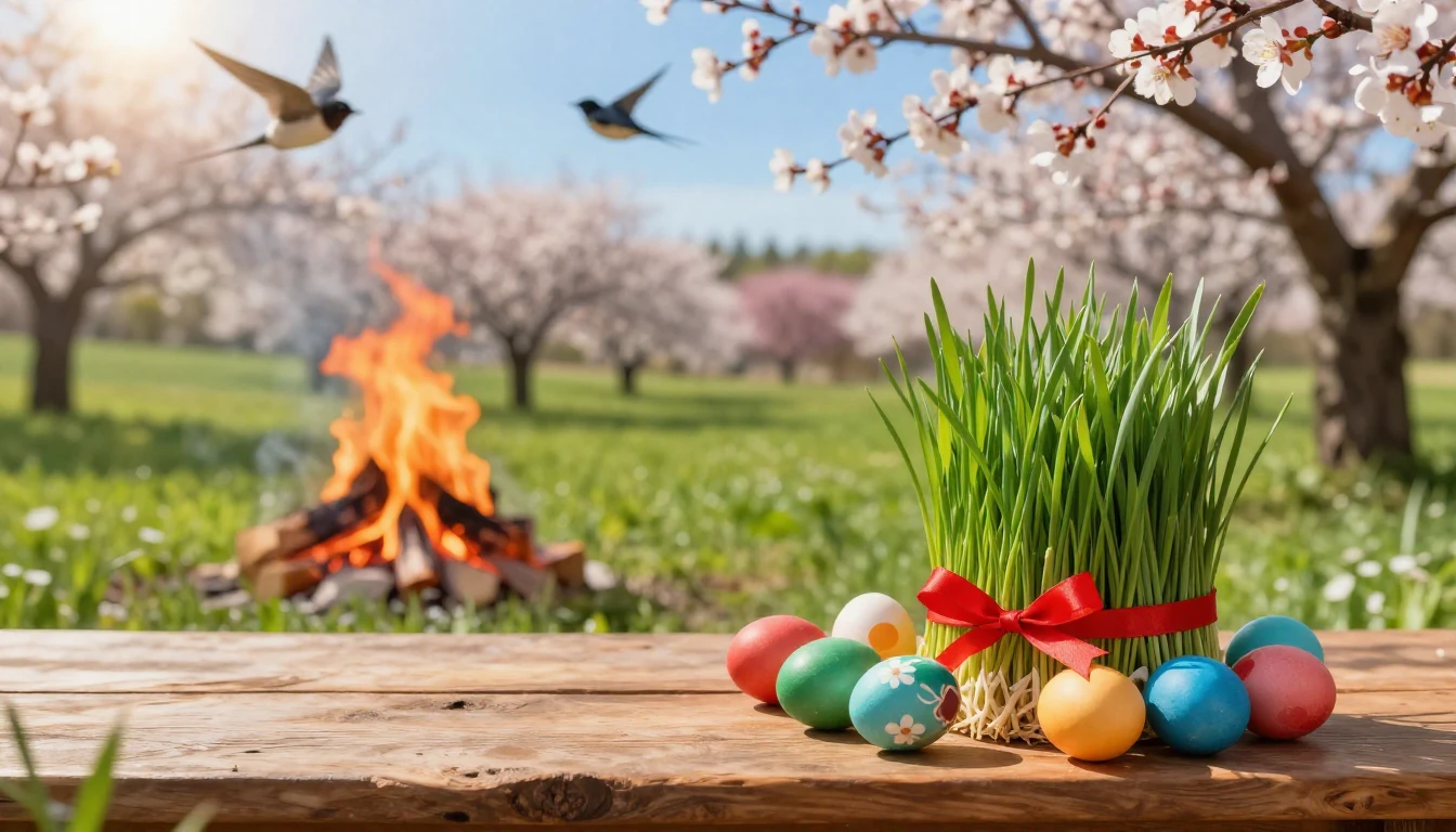 A beautiful and vibrant spring scene celebrating the arrival...