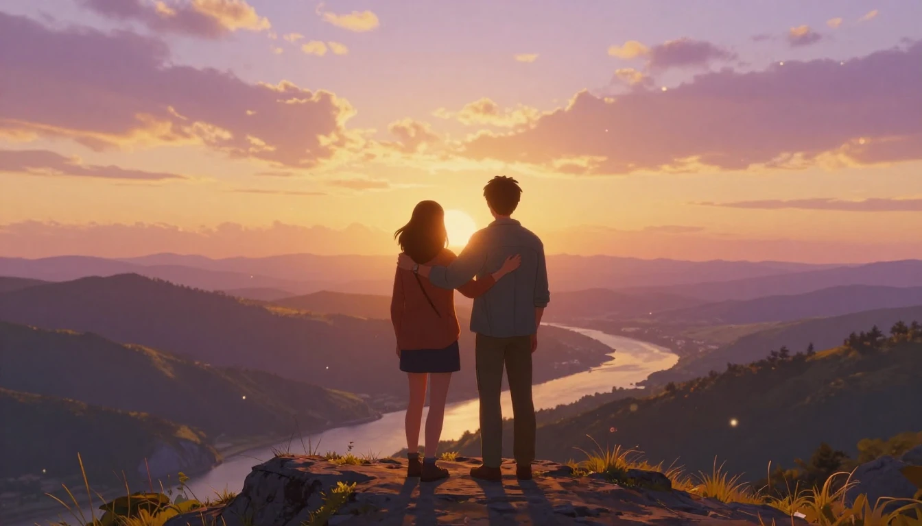 A heartwarming digital art masterpiece capturing a moment of...