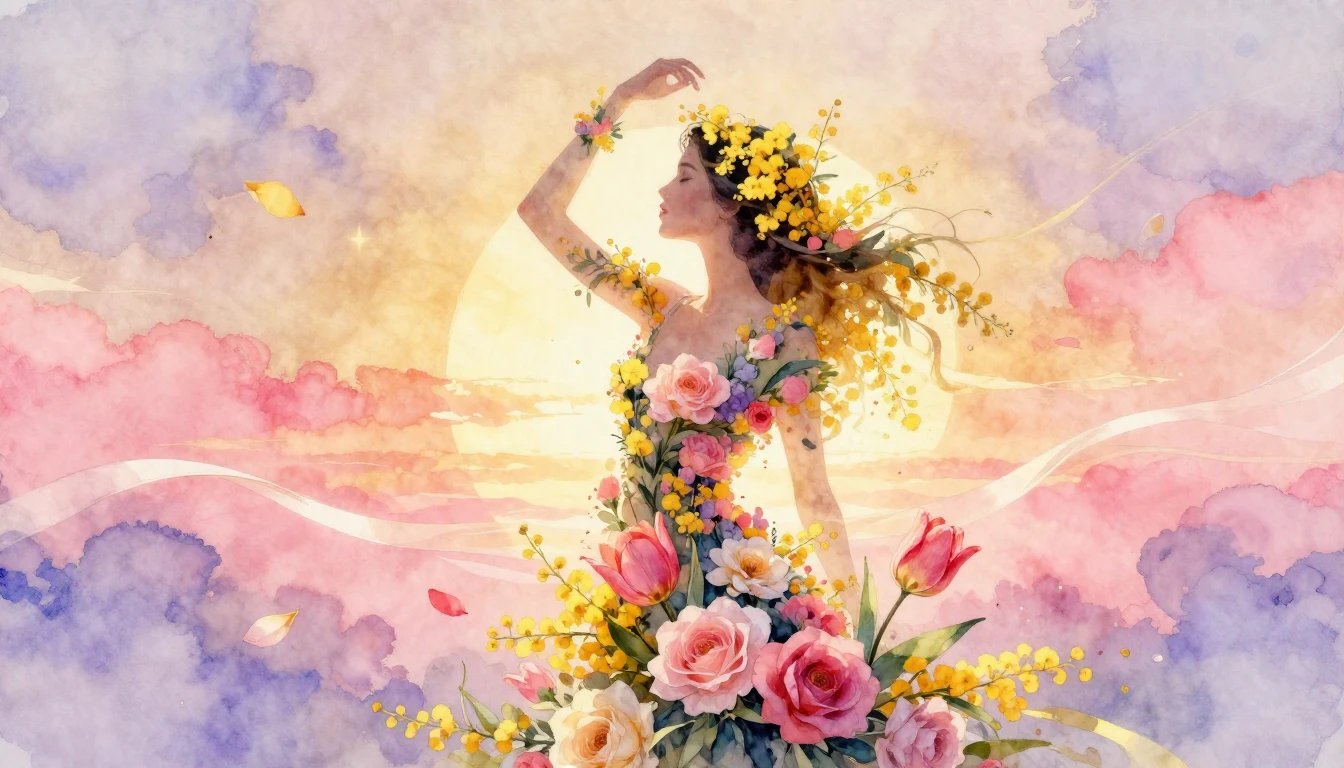 A soft and vibrant watercolor painting celebrating Internati...