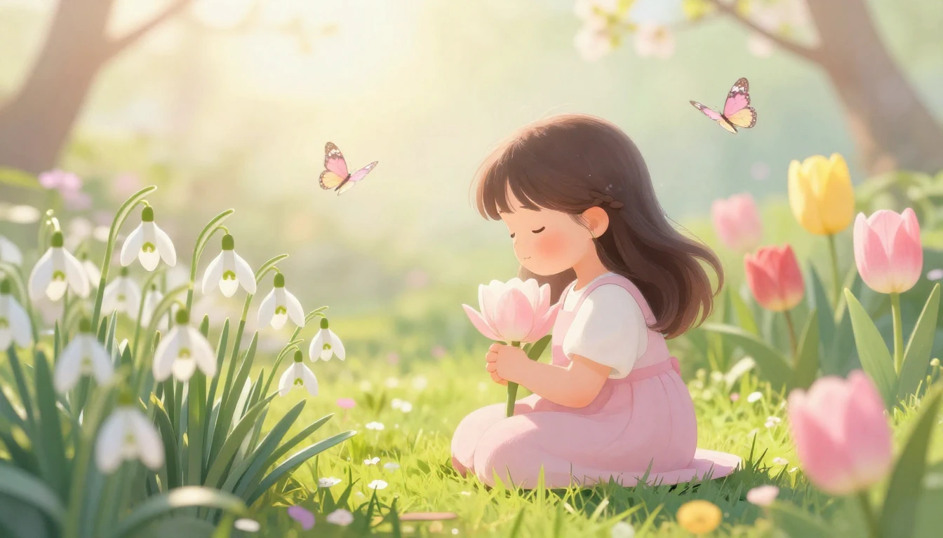 A beautiful and gentle spring composition featuring a bloomi...