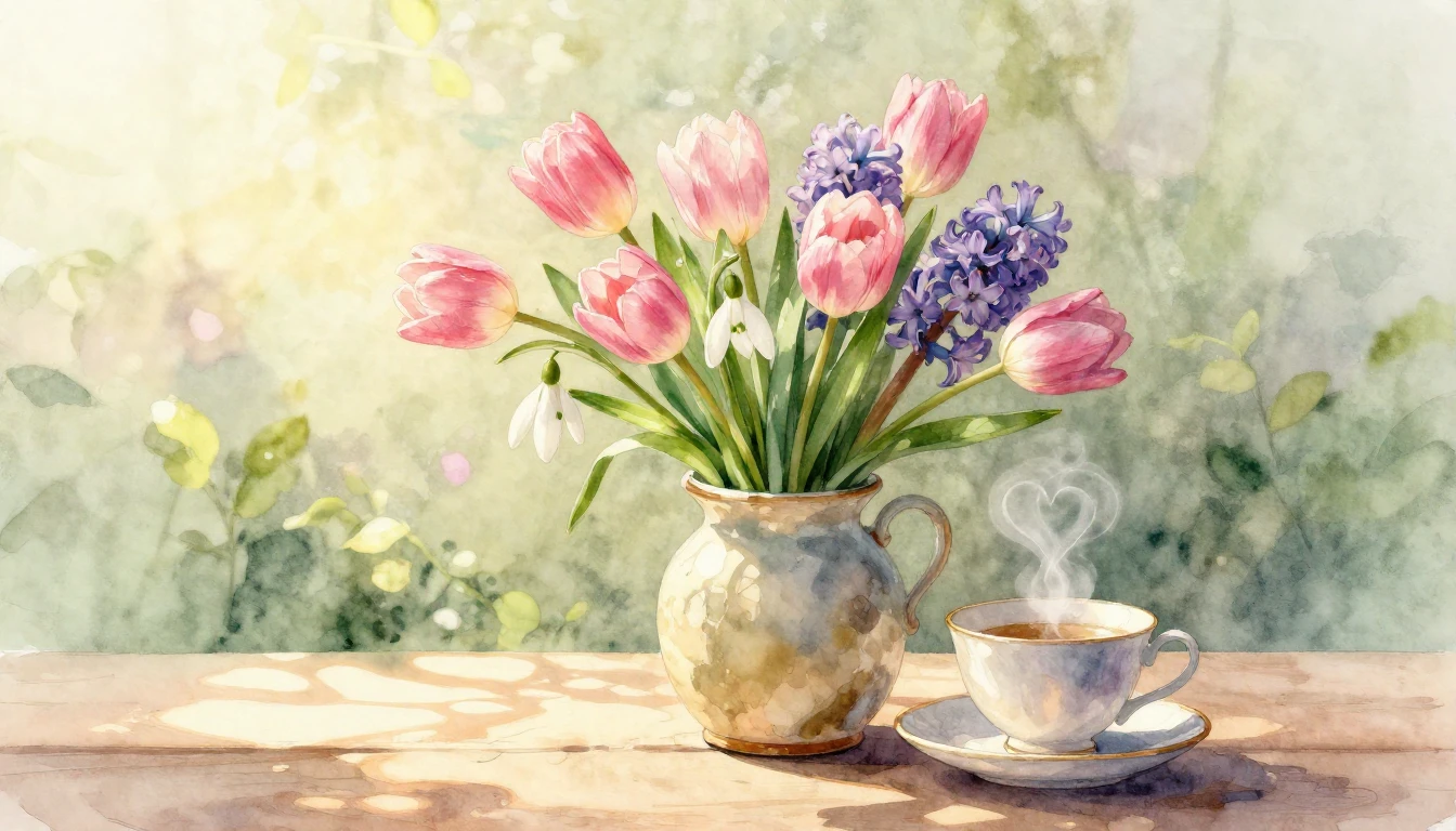 A soft and dreamy watercolor painting composition symbolizin...