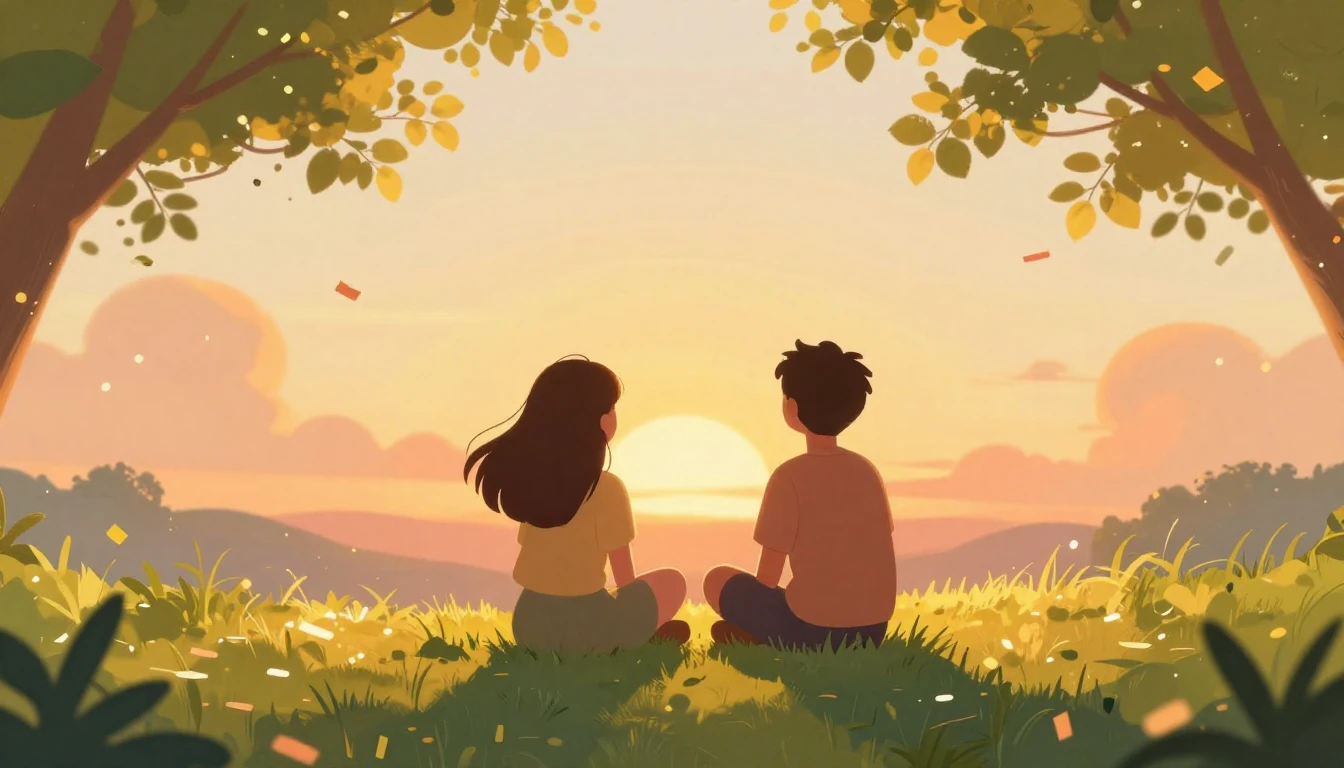 A warm and inviting birthday scene celebrating friendship, s...