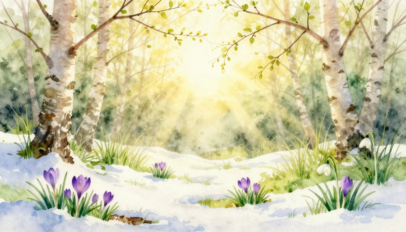 A soft and ethereal watercolor painting depicting the very f...