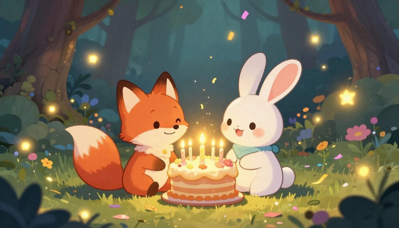 A beautiful and heartwarming celebration scene in a magical ...