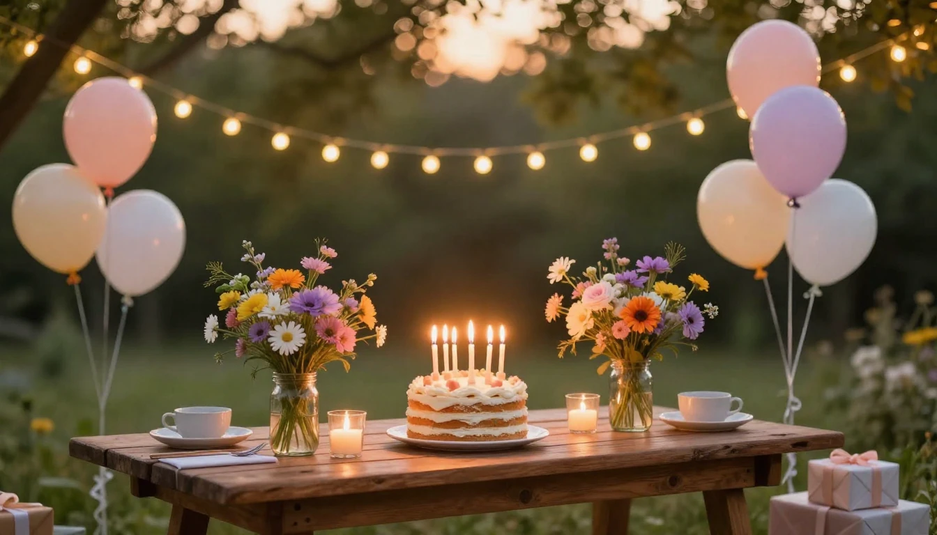 A warm and inviting scene of a cozy outdoor celebration duri...