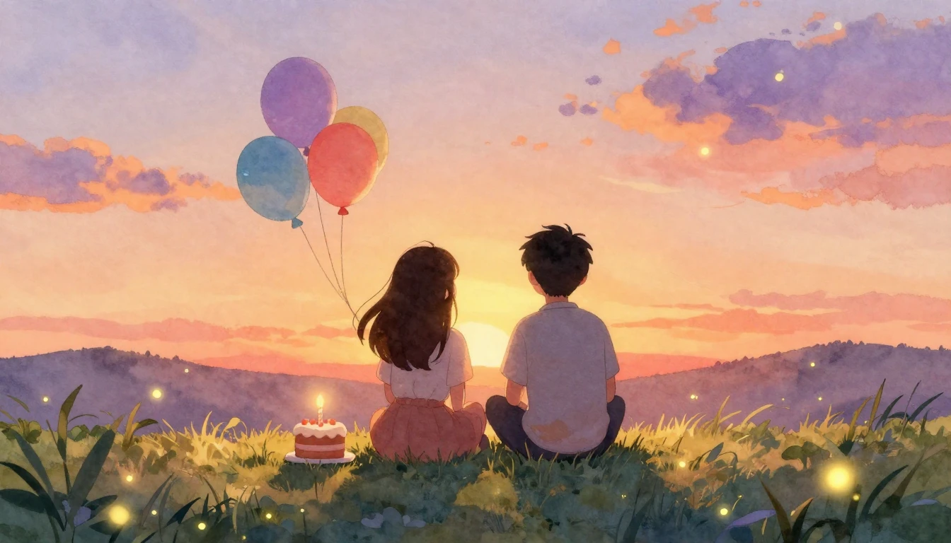 A heartwarming watercolor illustration depicting two friends...