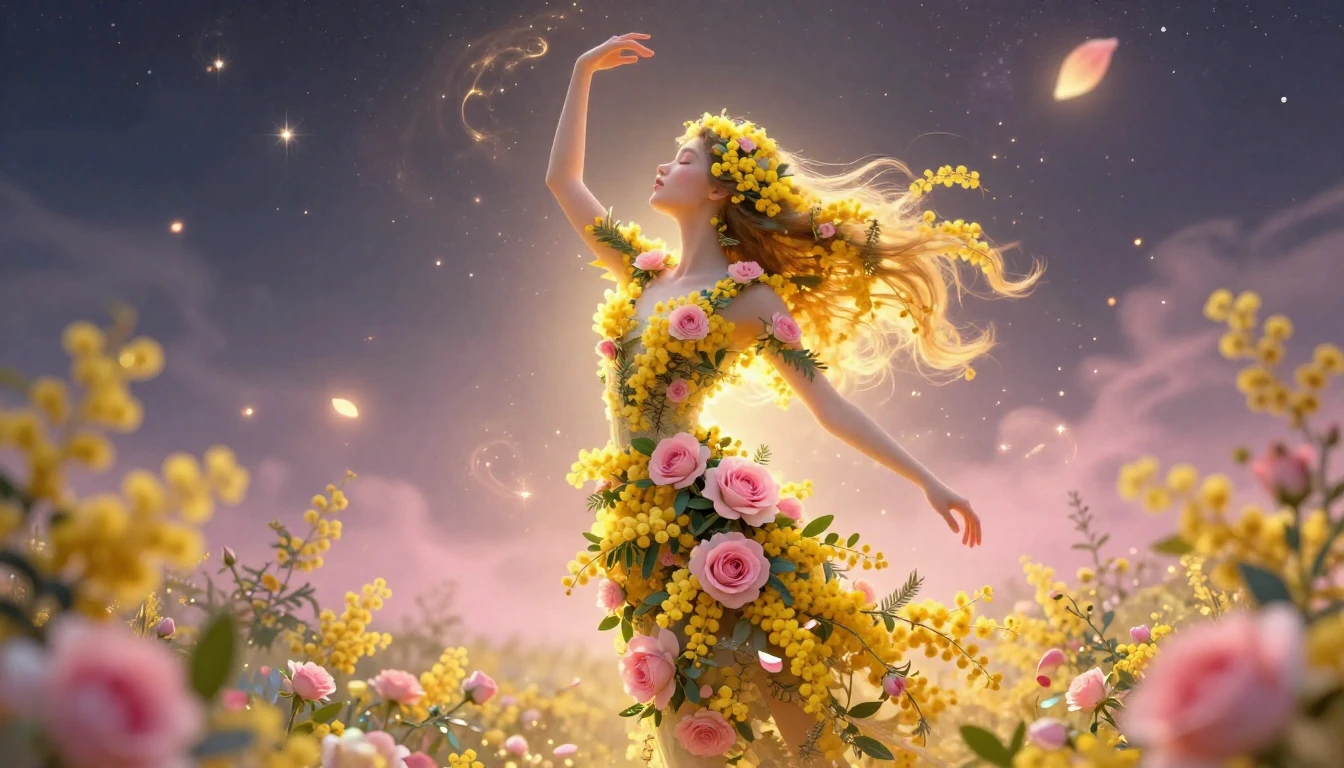 A highly stylized, non-photorealistic silhouette of a gracef...