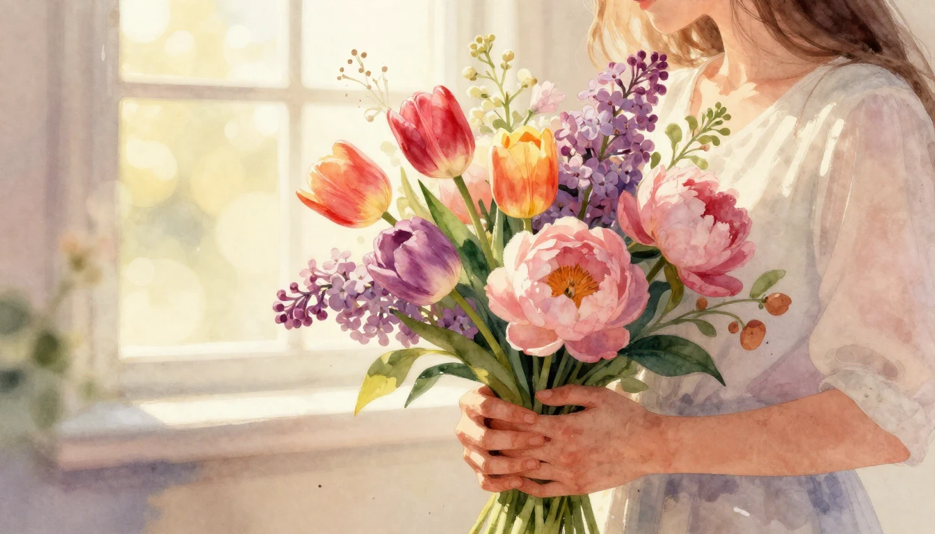 A breathtaking watercolor illustration capturing a warm and ...