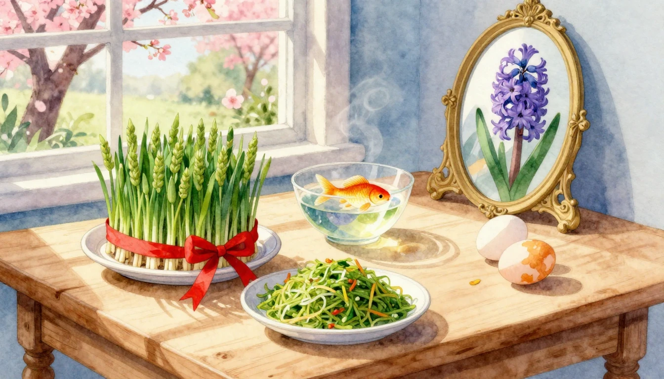 A beautiful, soft watercolor painting depicting a traditiona...