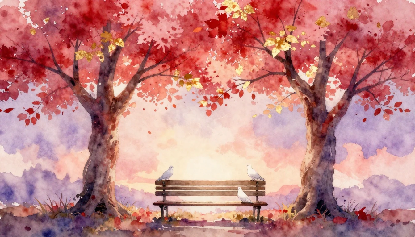 A romantic watercolor painting depicting a whimsical scene o...