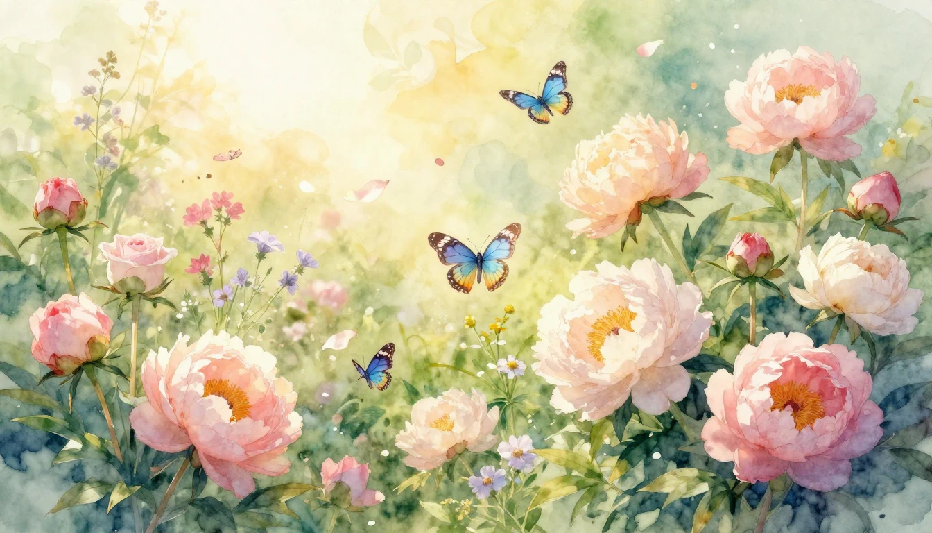 A beautiful and vibrant watercolor painting of a sun-drenche...