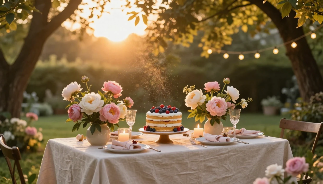 A festive and warm celebratory scene featuring a beautifully...