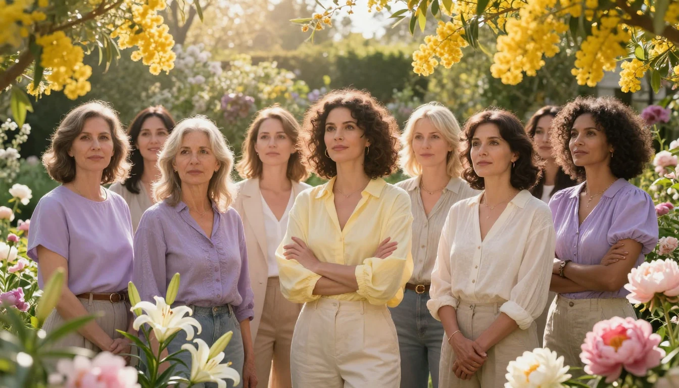 A beautiful and vibrant scene depicting a diverse group of w...