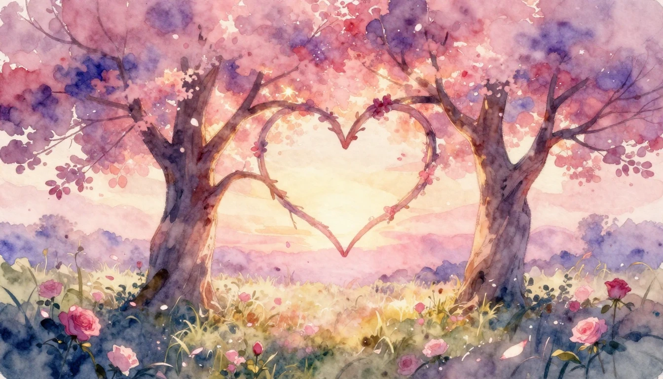 A romantic and dreamy watercolor painting visualizing eterna...