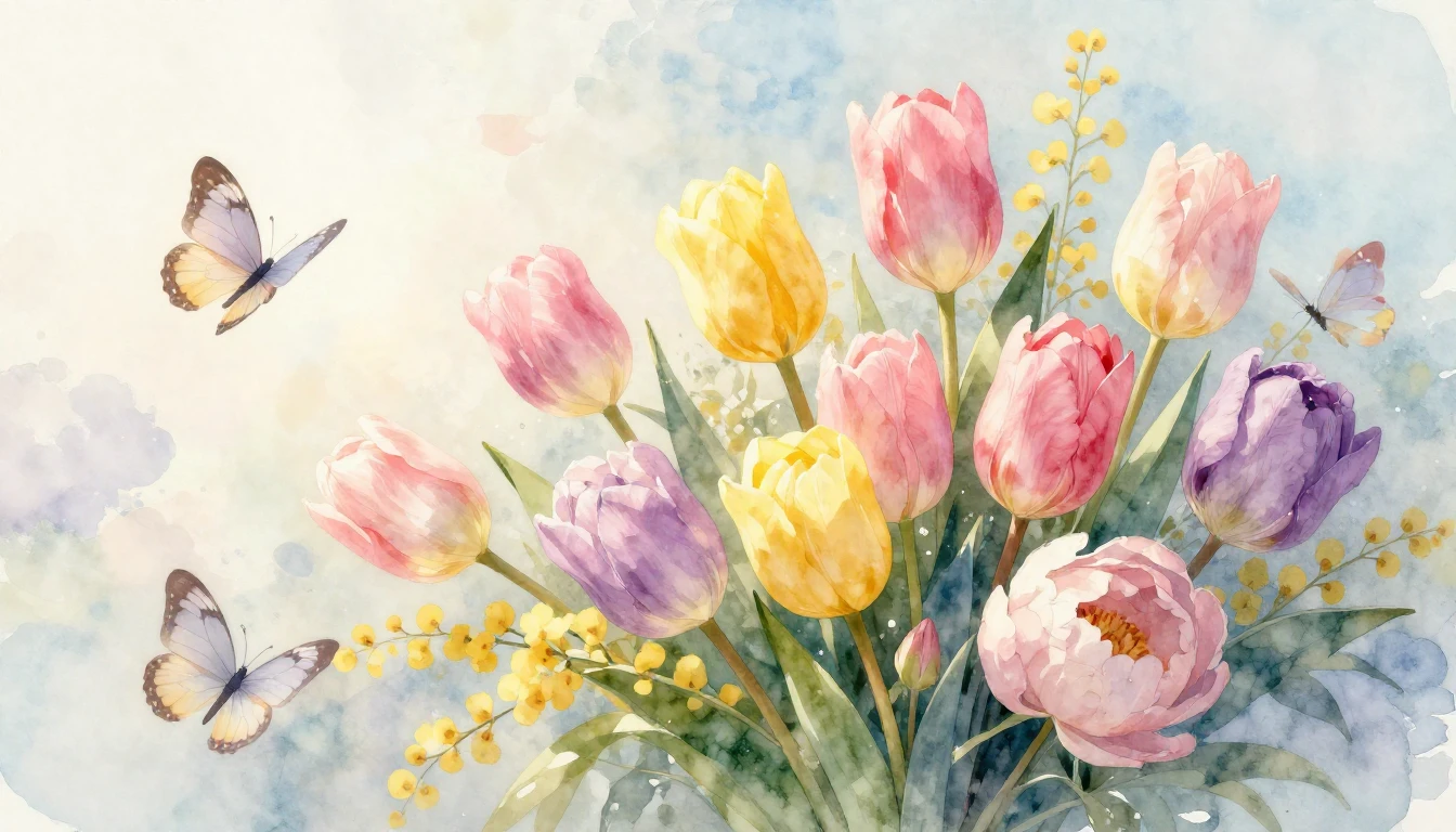 A delicate and vibrant watercolor illustration celebrating s...