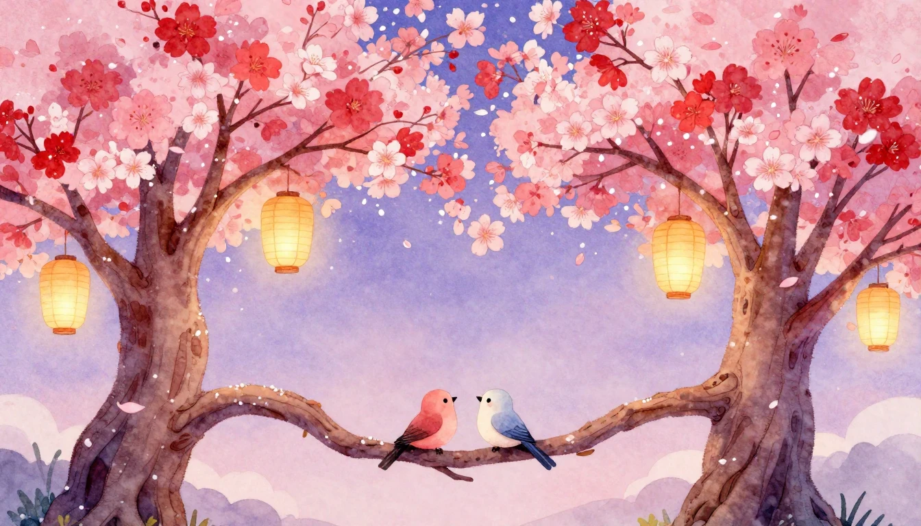 A whimsical and romantic watercolor illustration featuring t...