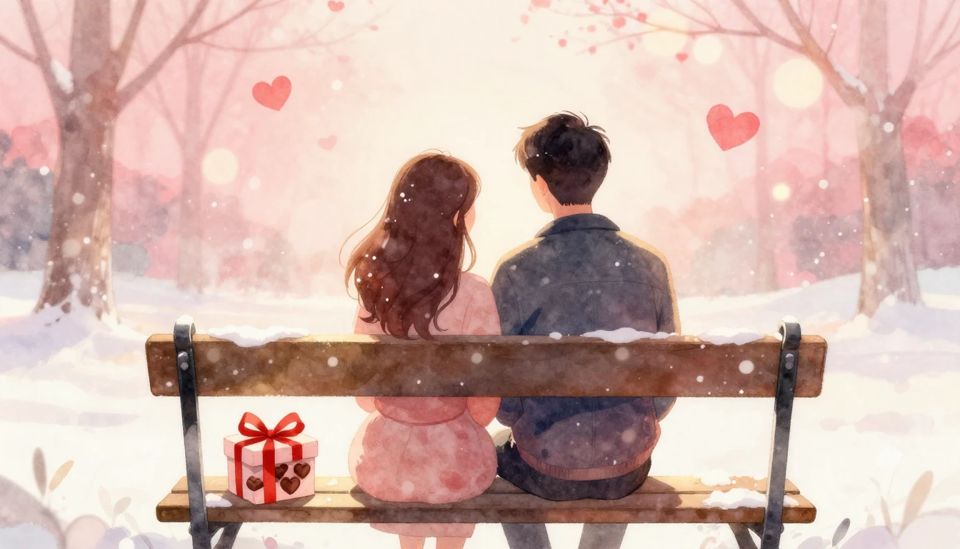 A soft and dreamy watercolor illustration depicting a romant...