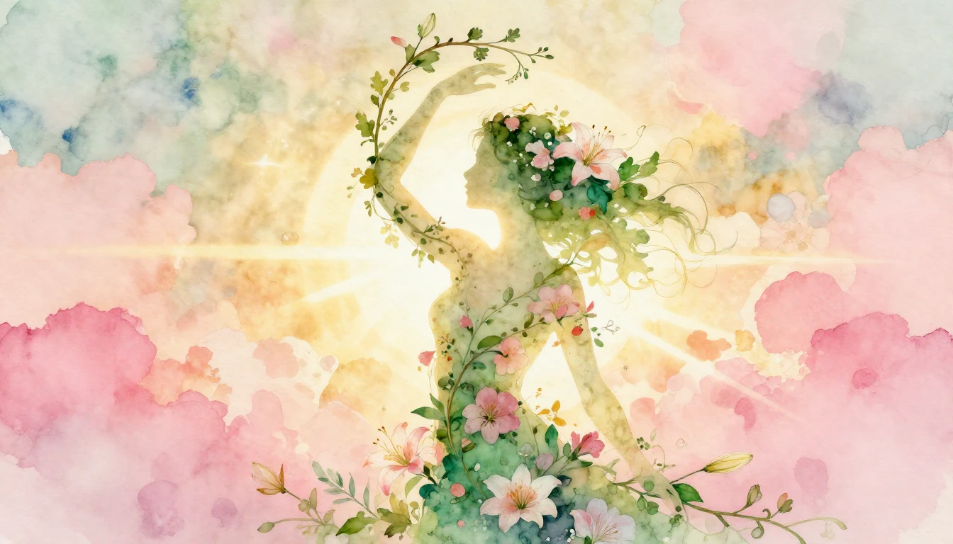 An ethereal and artistic watercolor painting representing th...