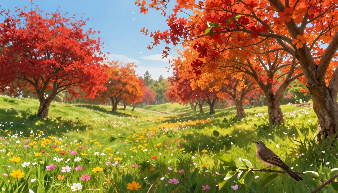 A breathtaking and vibrant spring landscape welcoming the ne...