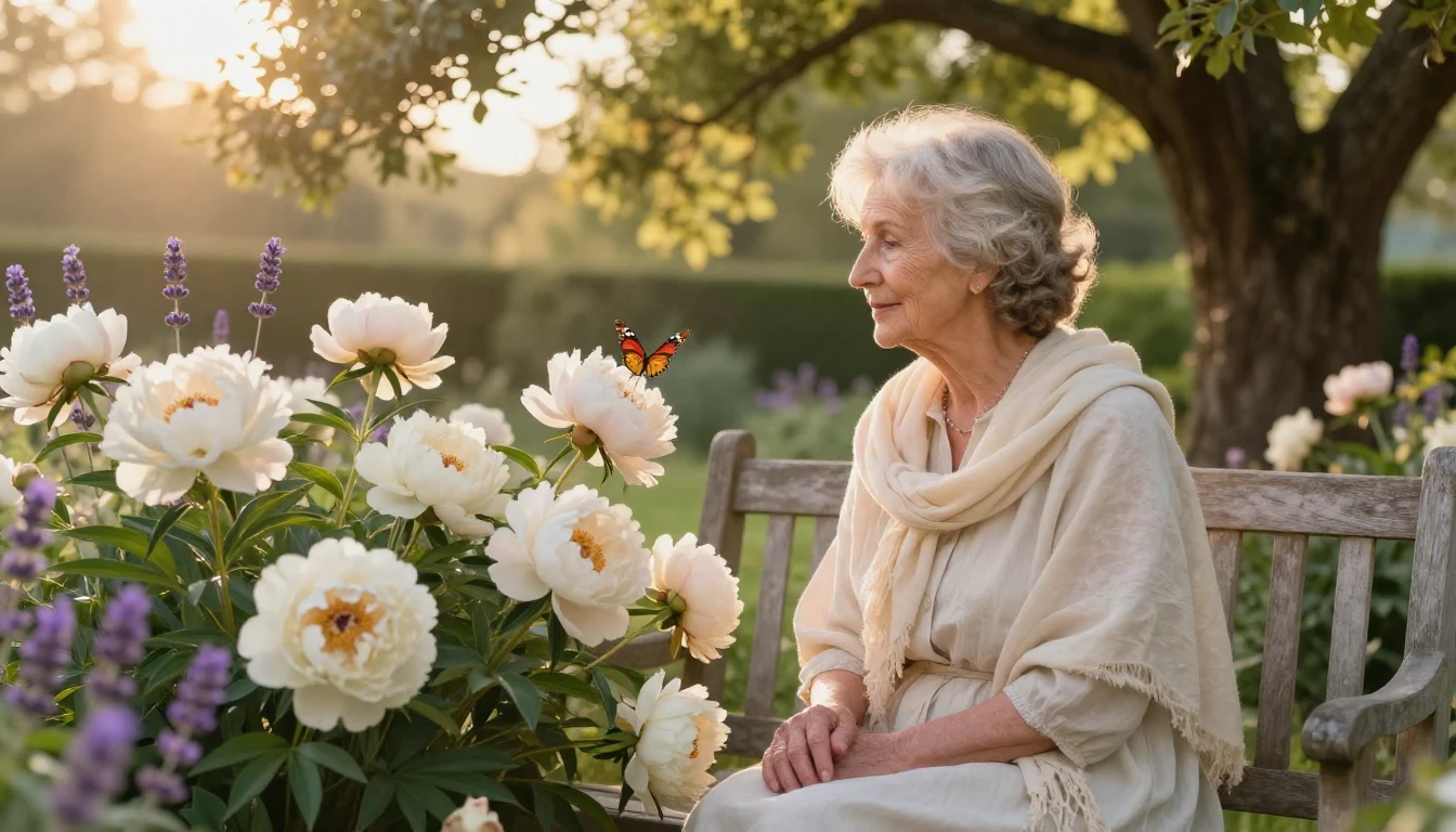 A serene and heartwarming scene in a sunlit garden during th...