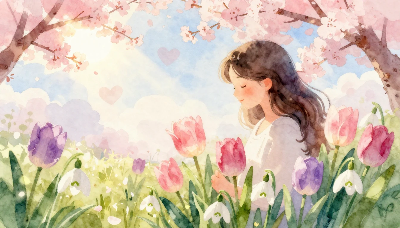A soft and dreamy watercolor illustration symbolizing mother...