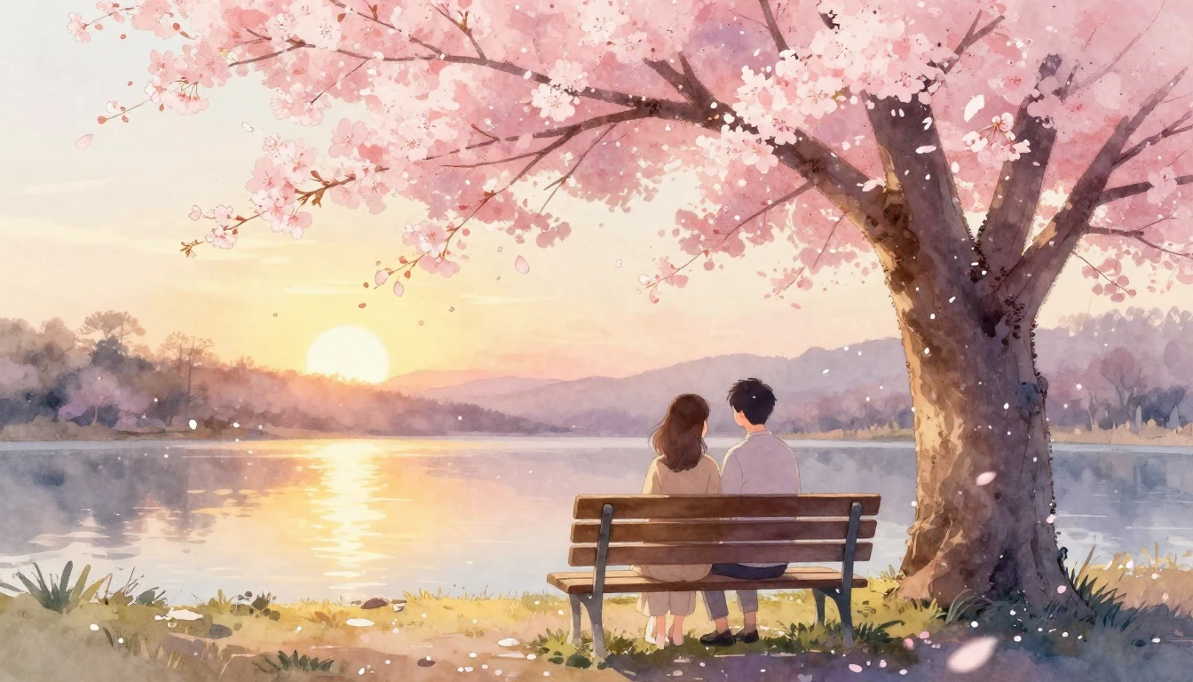 A romantic and ethereal watercolor illustration of a couple ...