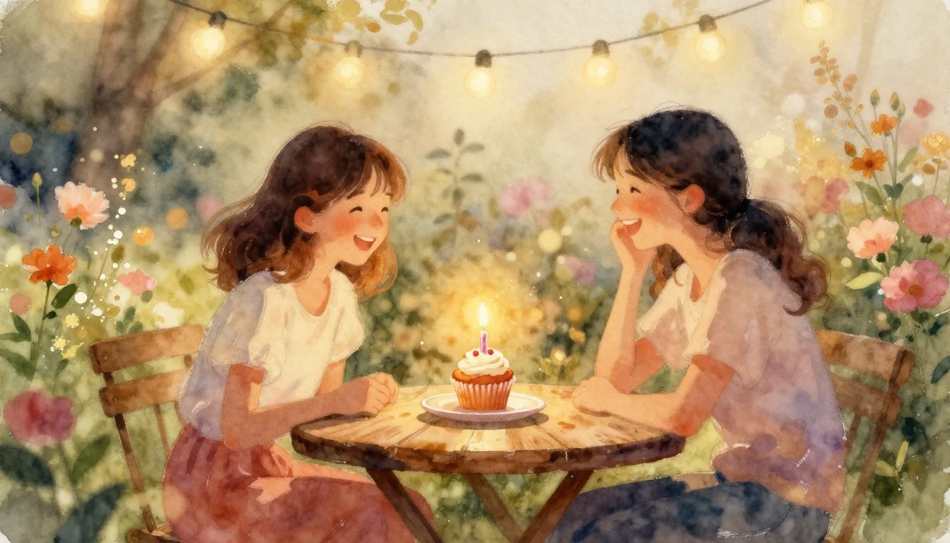 A soft watercolor painting depicting a warm and cozy atmosph...