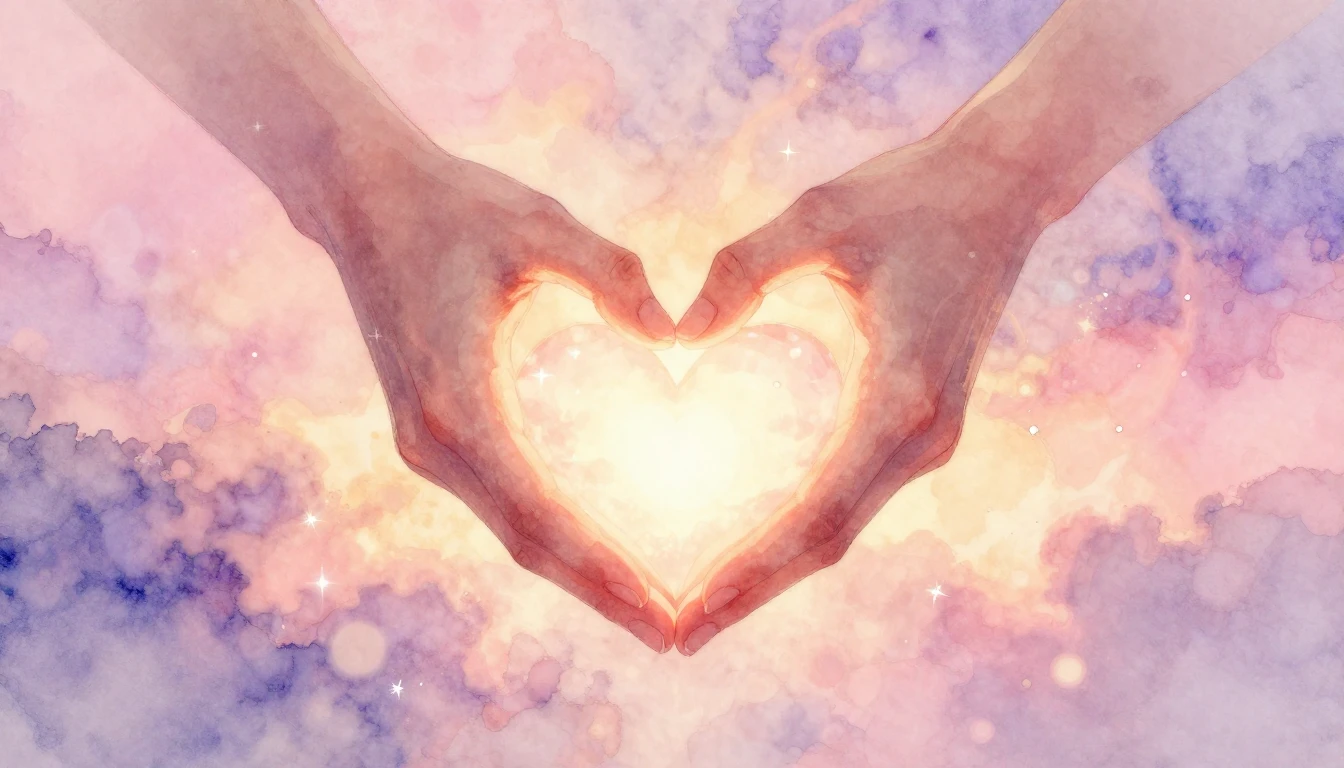 A soft and romantic watercolor painting depicting two intert...