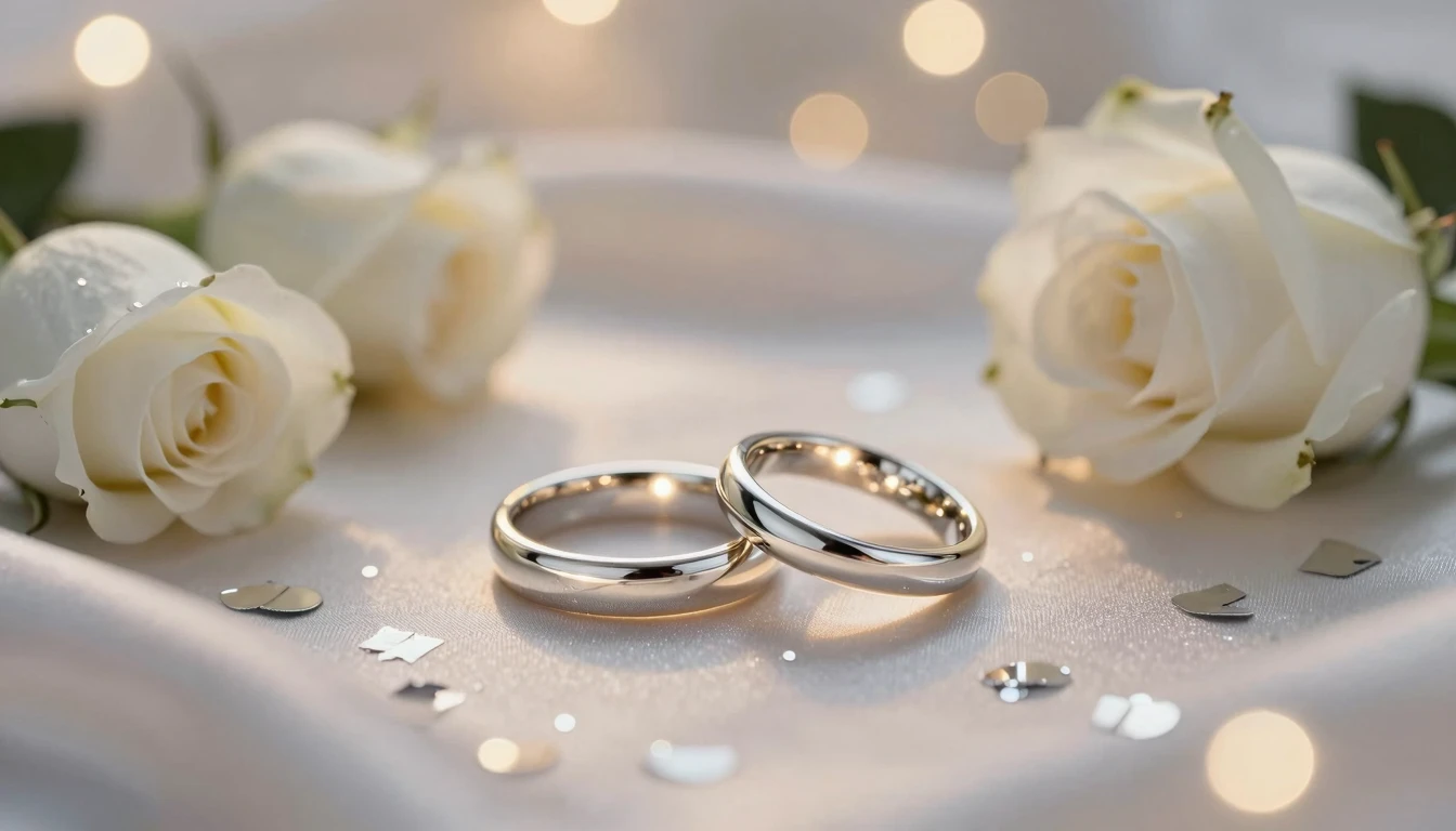 A romantic and elegant composition celebrating a silver wedd...