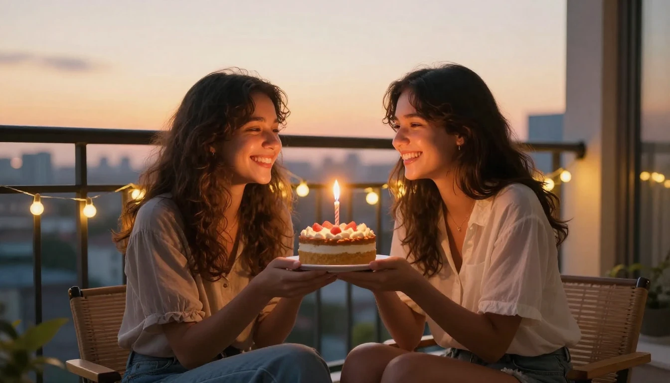 A heartwarming scene of two best friends sitting together on...