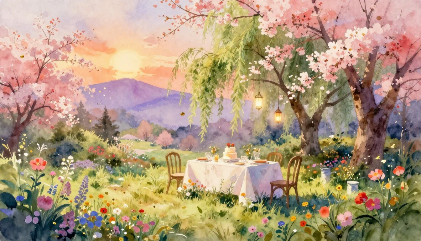 A breathtaking watercolor painting capturing the essence of ...