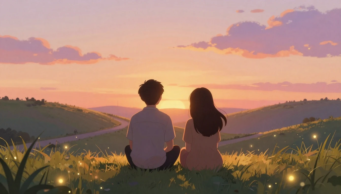 A heartwarming and soft illustration depicting two friends s...