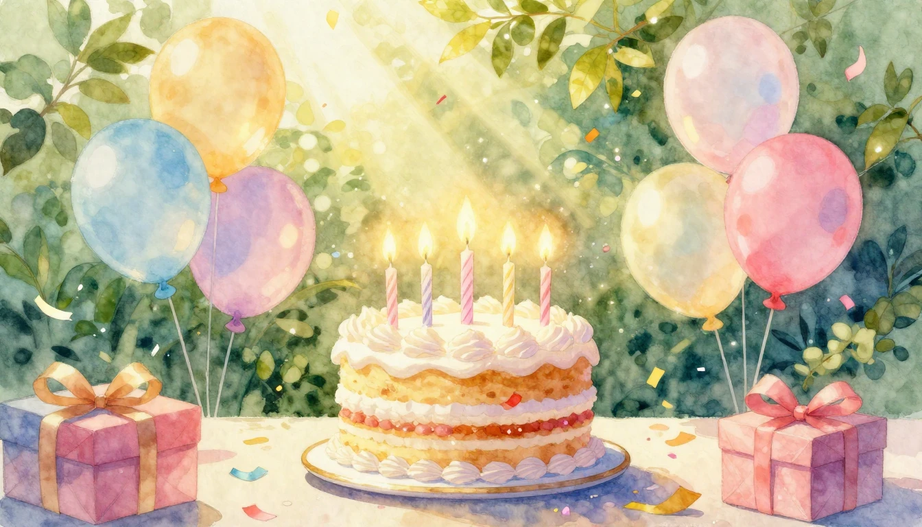 A warm and vibrant watercolor painting depicting a festive b...