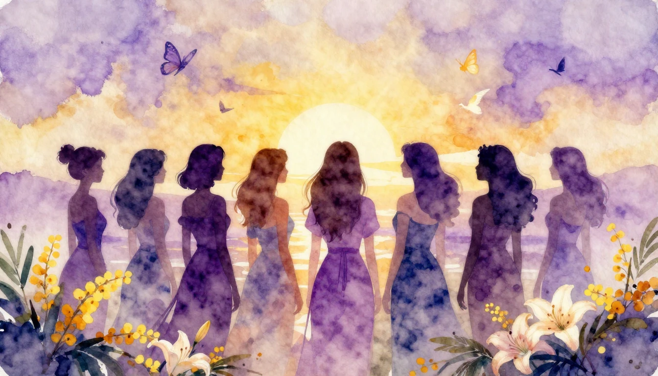 A breathtaking watercolor illustration celebrating female em...