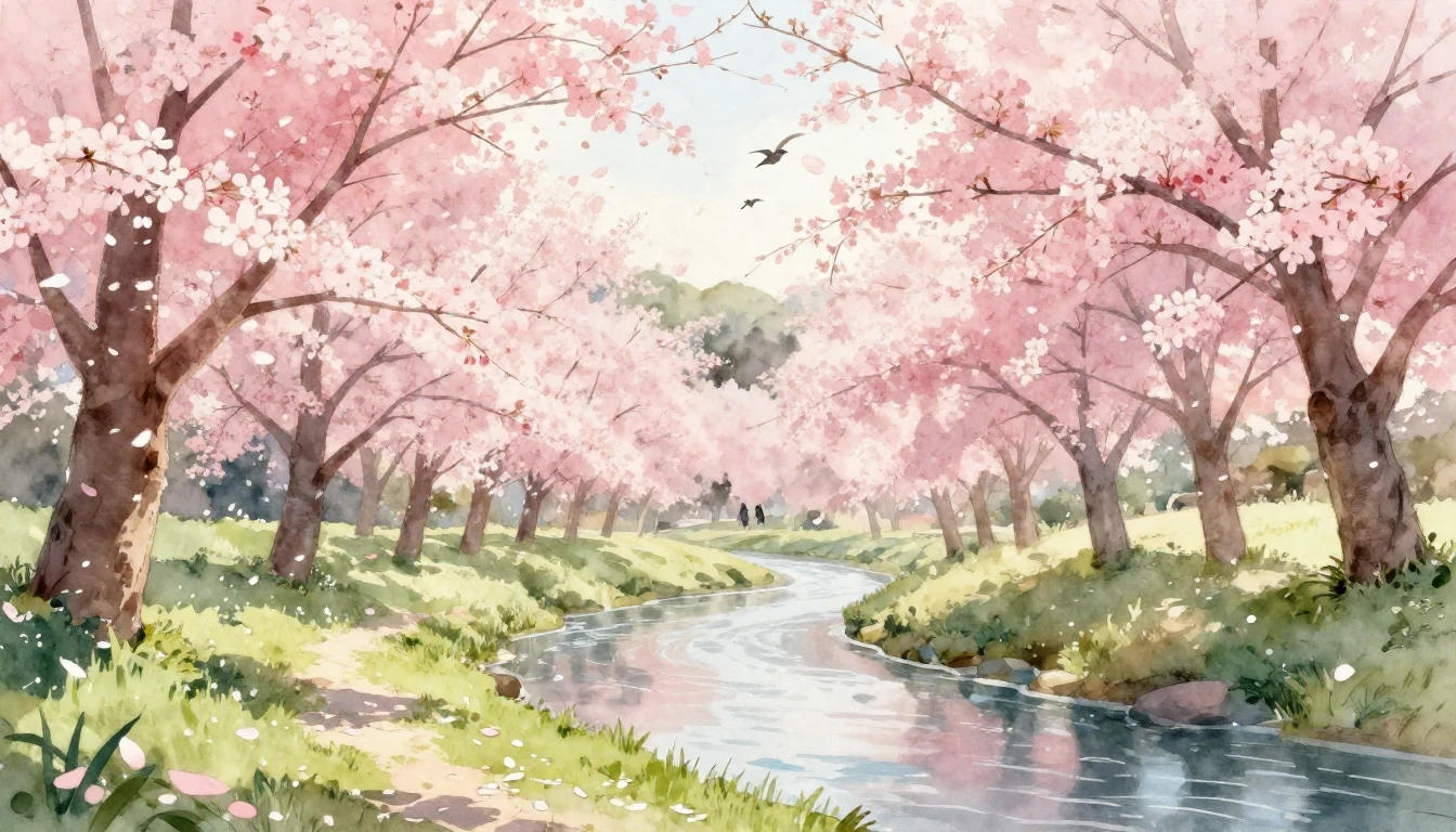 A soft and ethereal watercolor illustration depicting a sere...