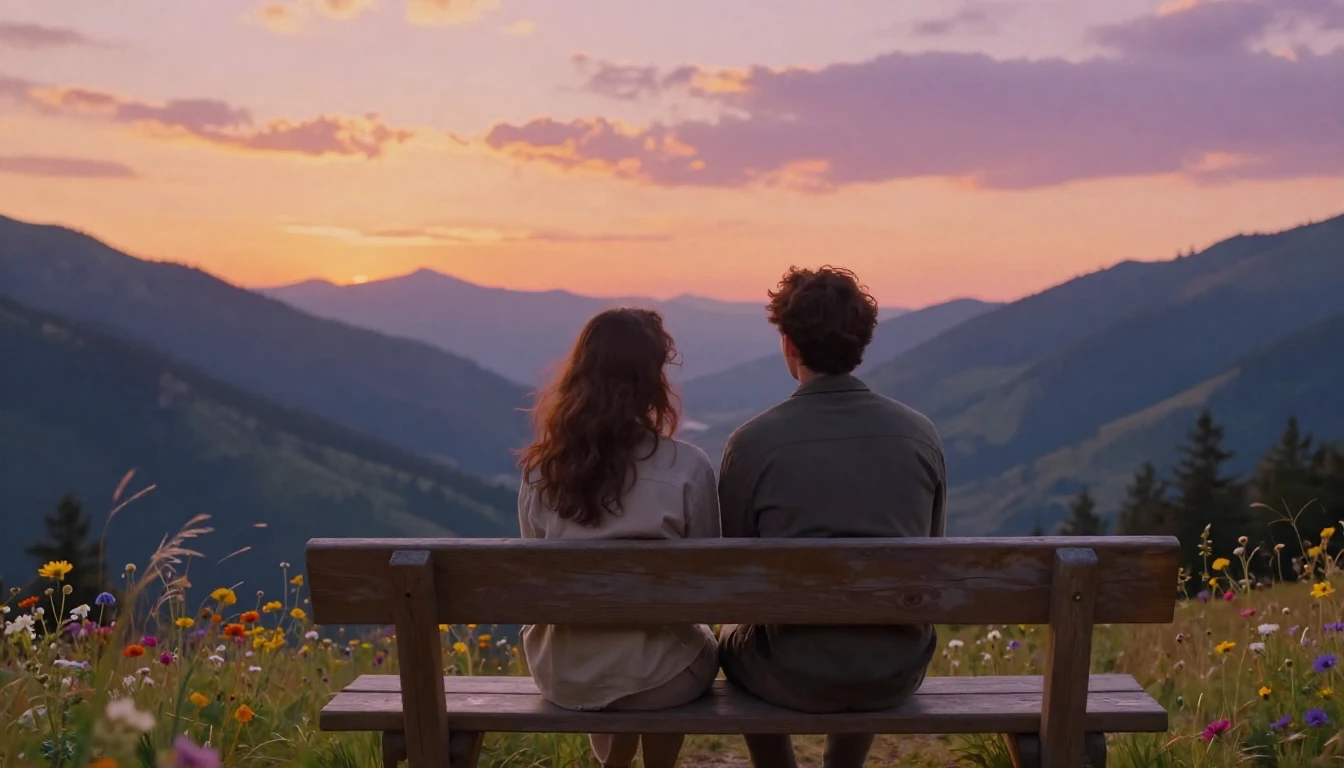 A heartwarming scene of two close friends sitting together o...