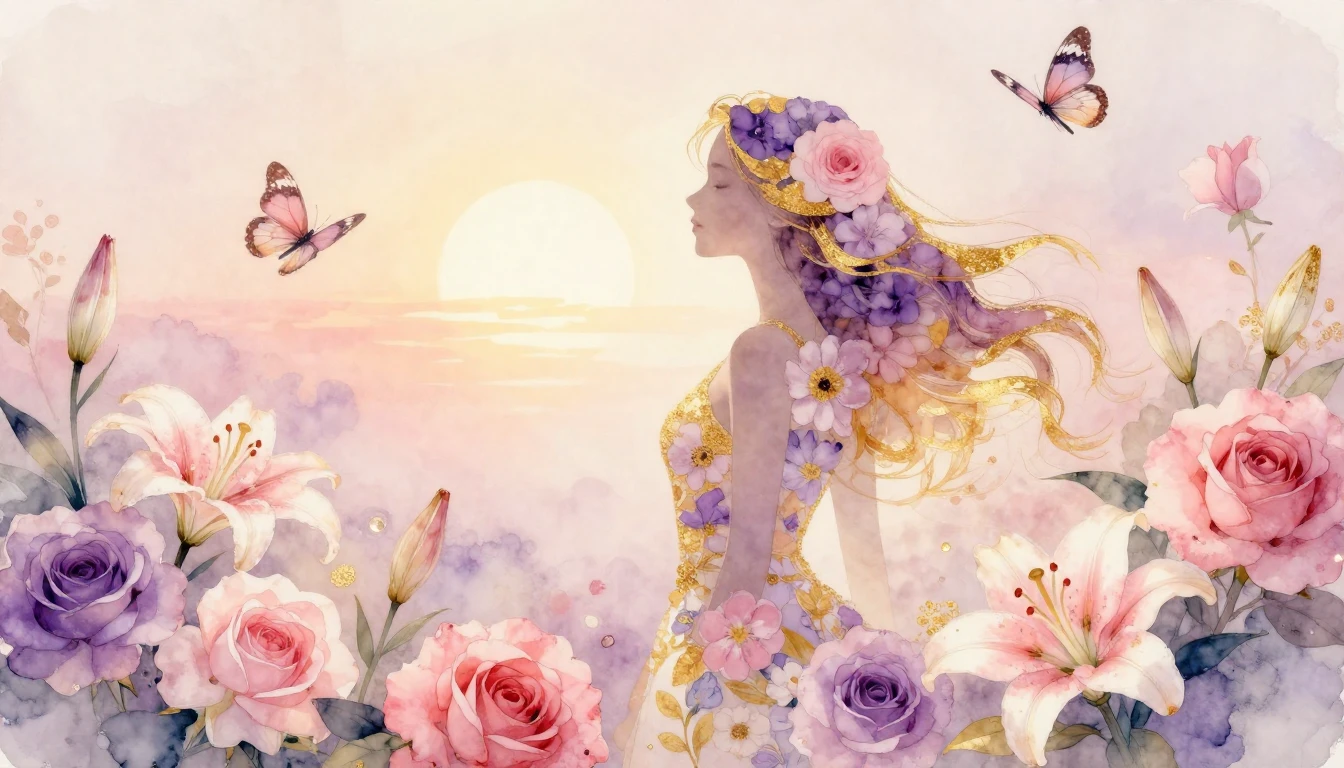 A beautiful watercolor painting celebrating womanhood. A gen...