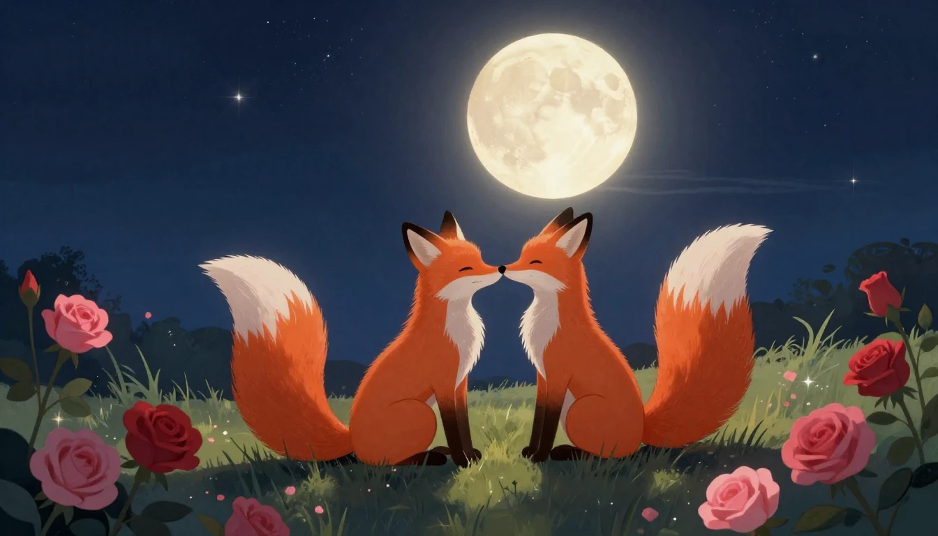 A romantic and whimsical illustration featuring two stylized...