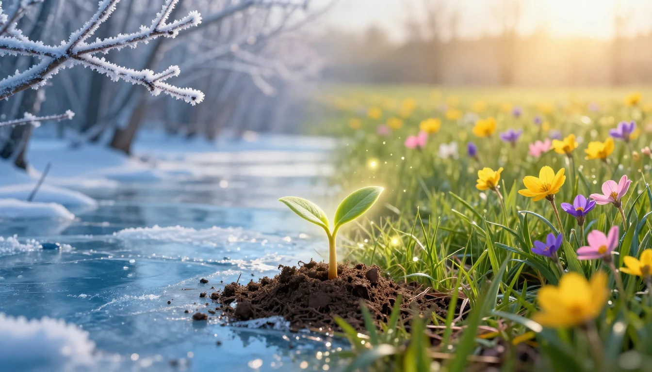 A breathtaking landscape divided perfectly in half, symboliz...