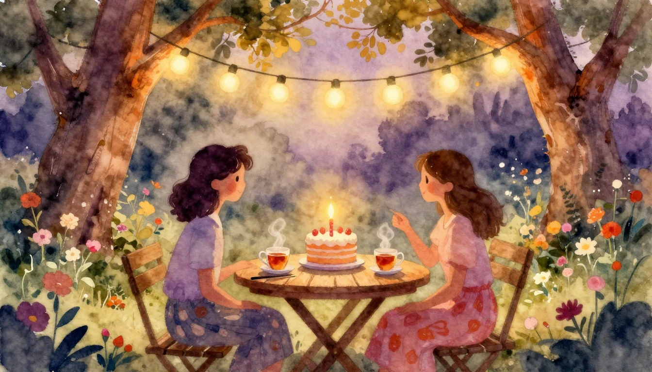 A dreamy and vibrant watercolor painting depicting a scene o...