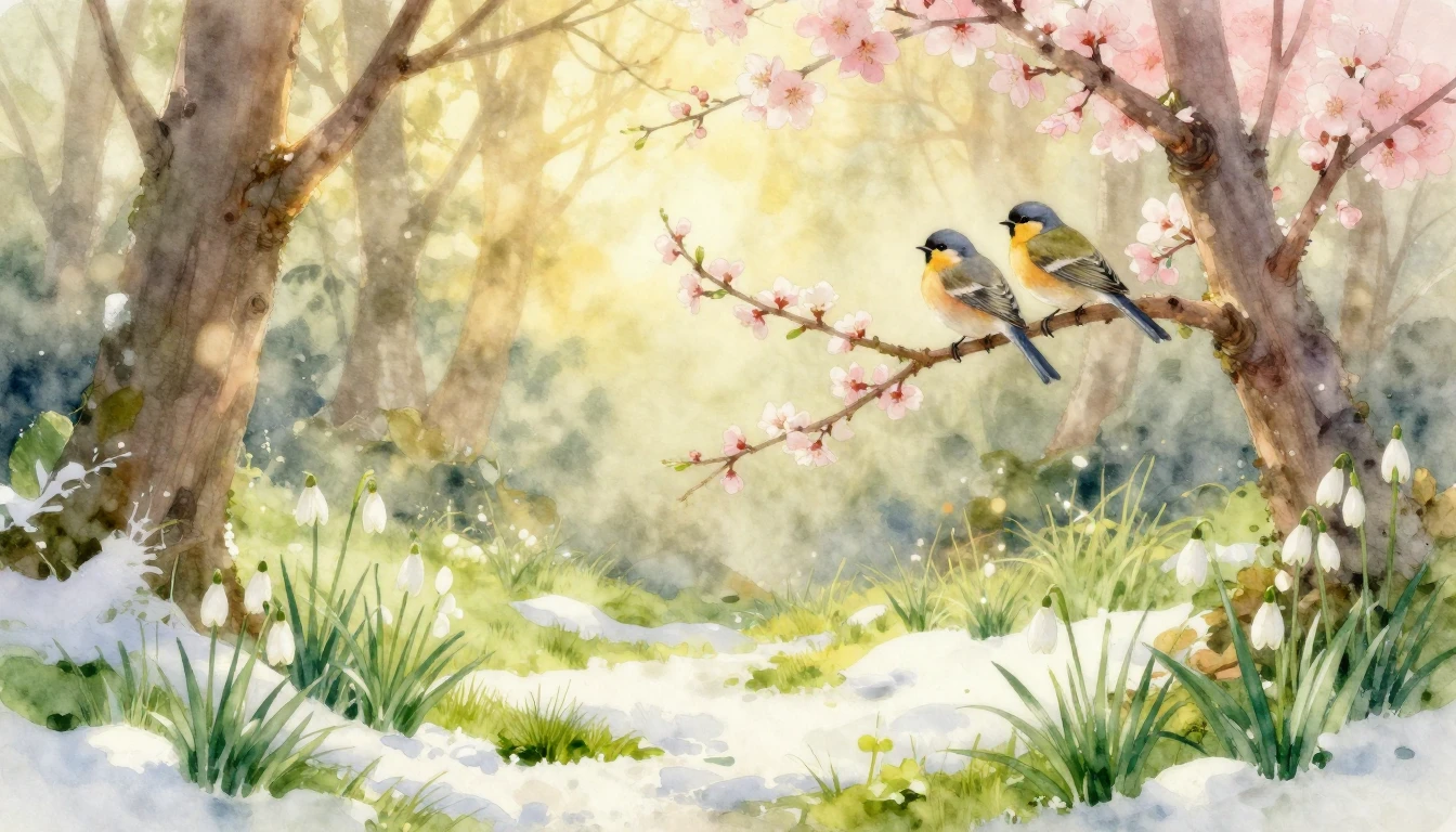 A romantic and ethereal watercolor painting depicting a sere...