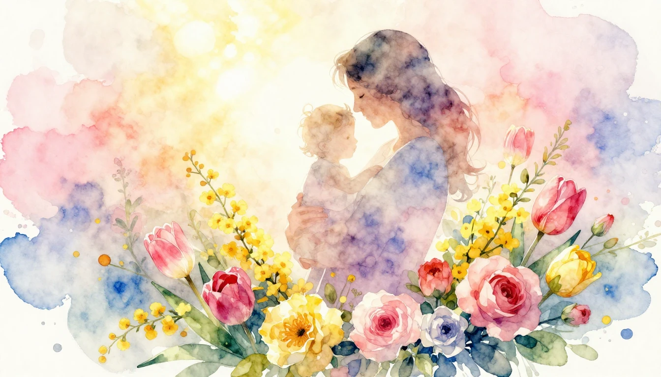 An artistic watercolor painting depicting a warm and gentle ...