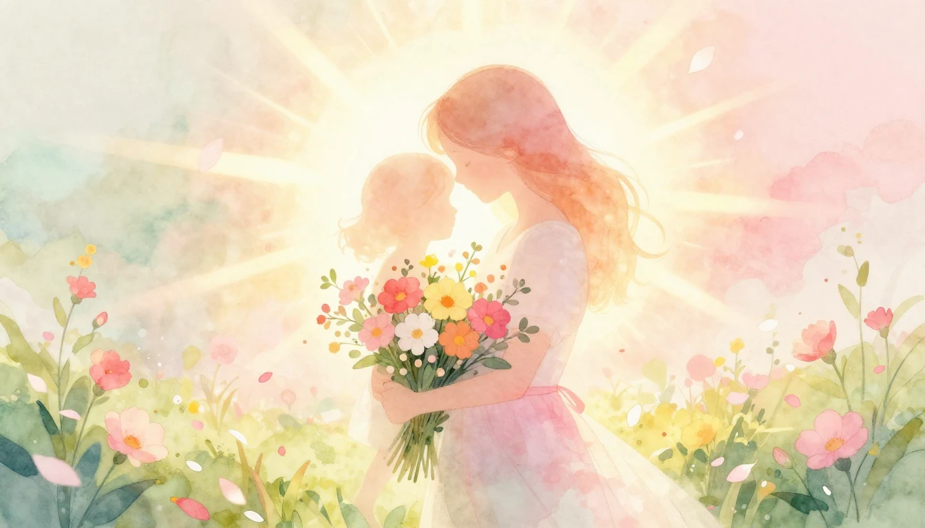 A gentle and heartwarming watercolor illustration representi...
