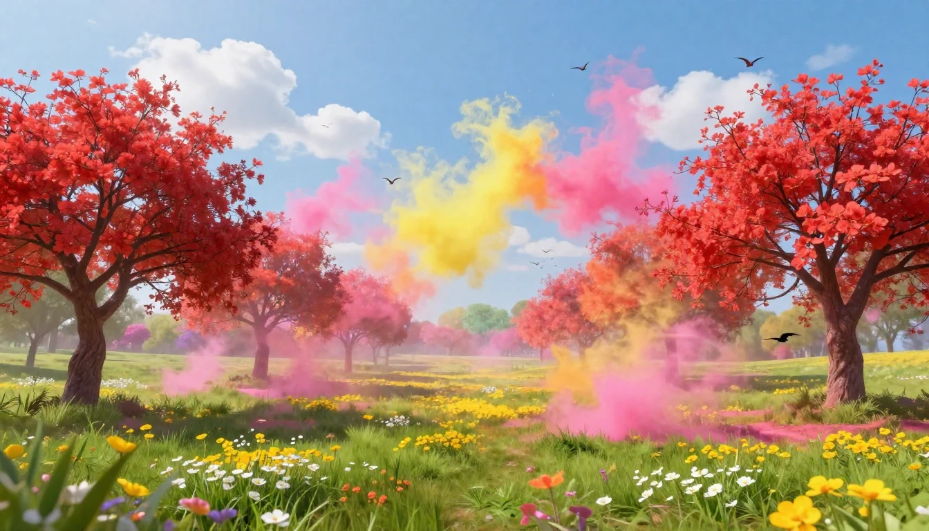 A vibrant and joyful scene celebrating the spring festival. ...