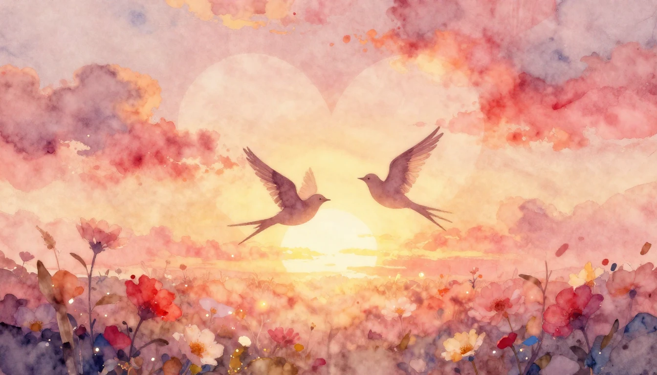 A dreamy and romantic watercolor painting symbolizing love f...
