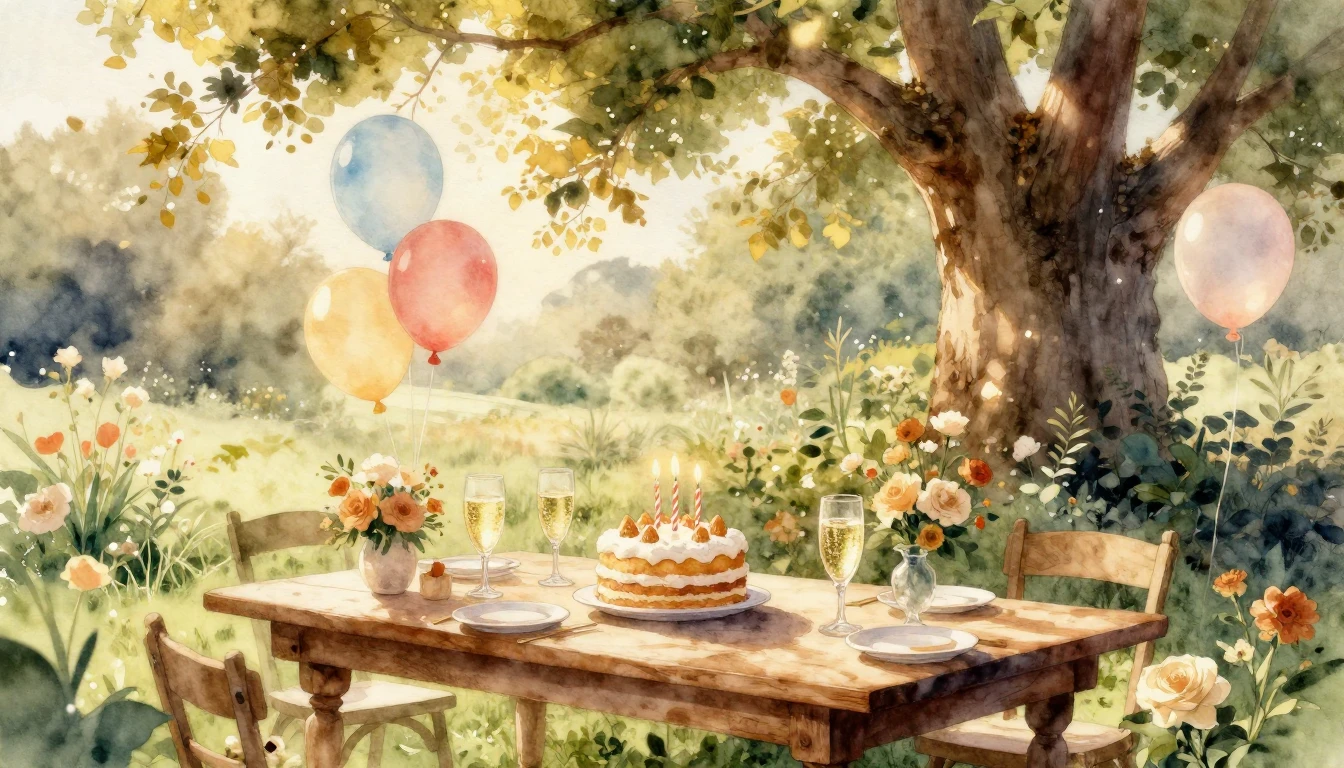 A beautiful watercolor painting depicting a festive celebrat...