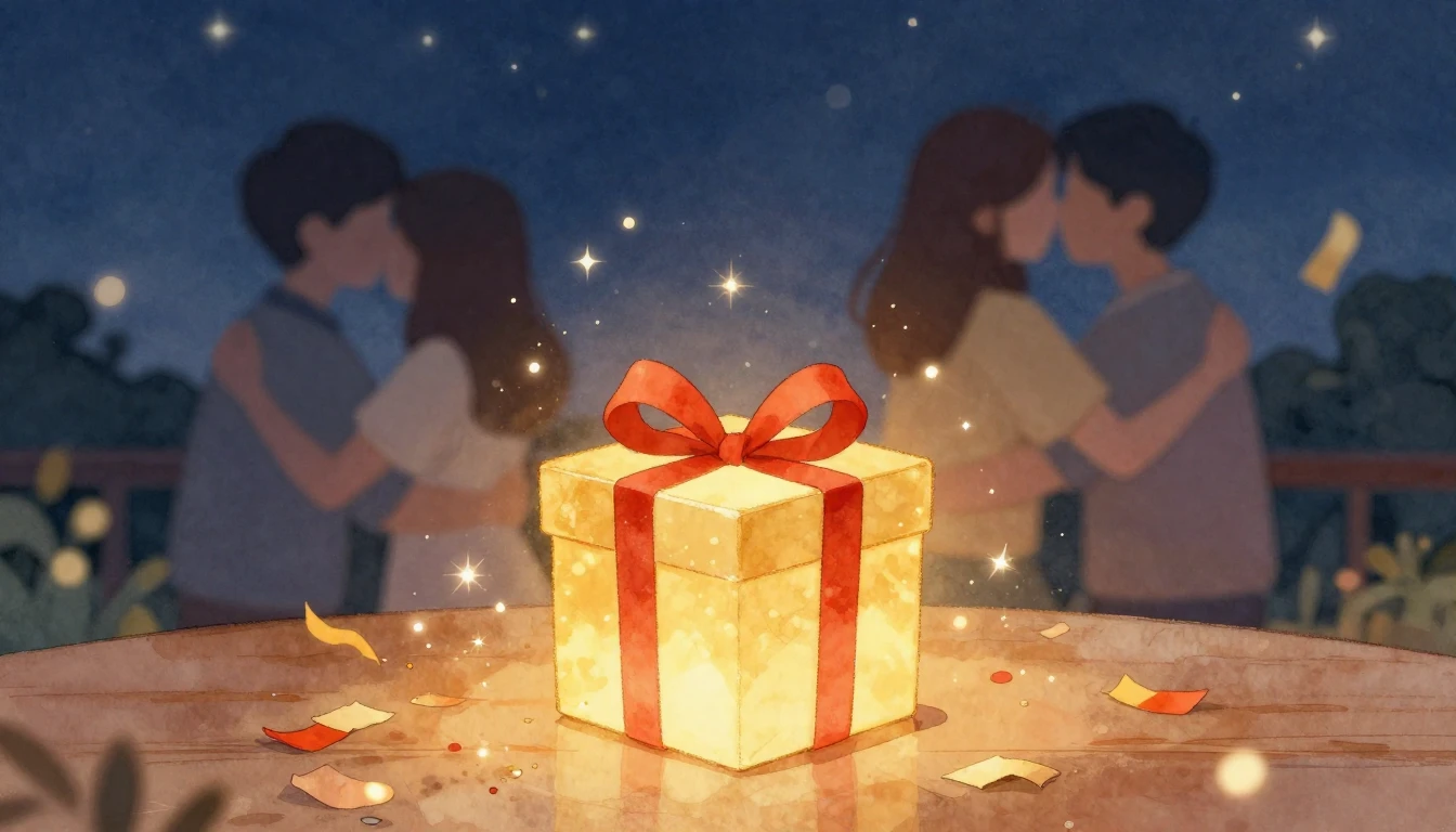 A warm and magical birthday celebration scene in a watercolo...