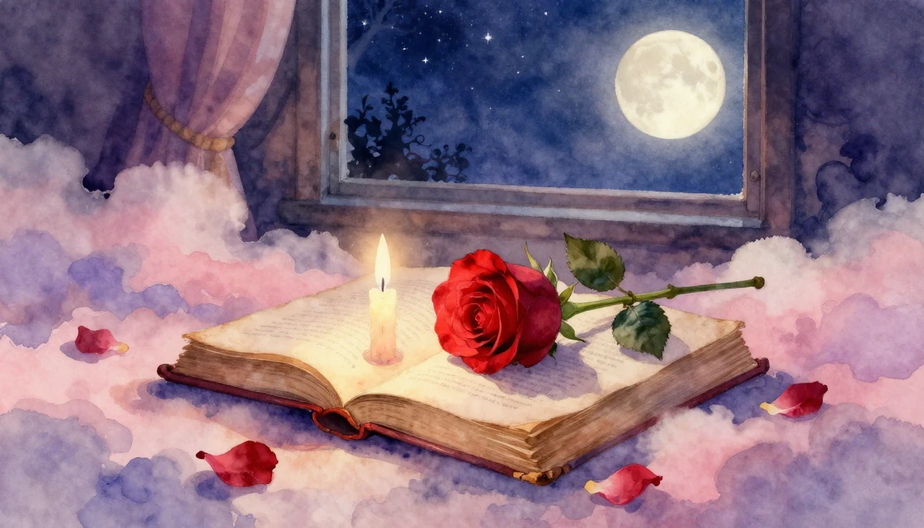 A romantic and ethereal watercolor painting featuring a sing...